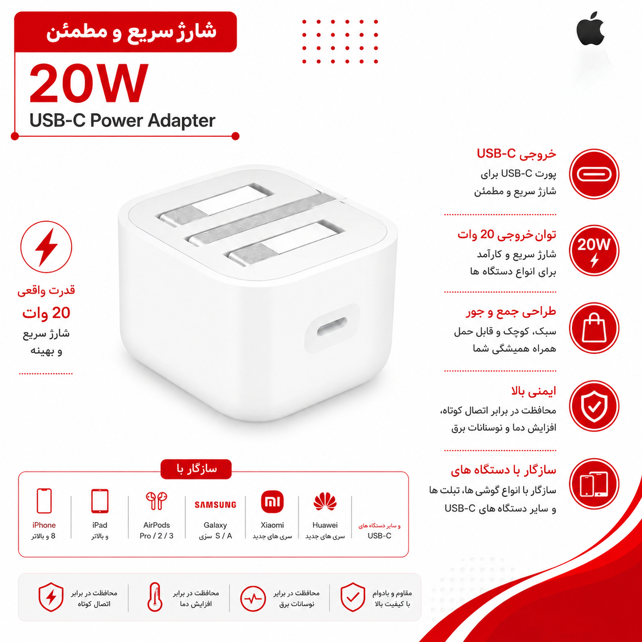 ChatGPT Image Aug 12, 2026, 12_24_11 PM شارژر دیواری APP STORE اورجینال 20 وات