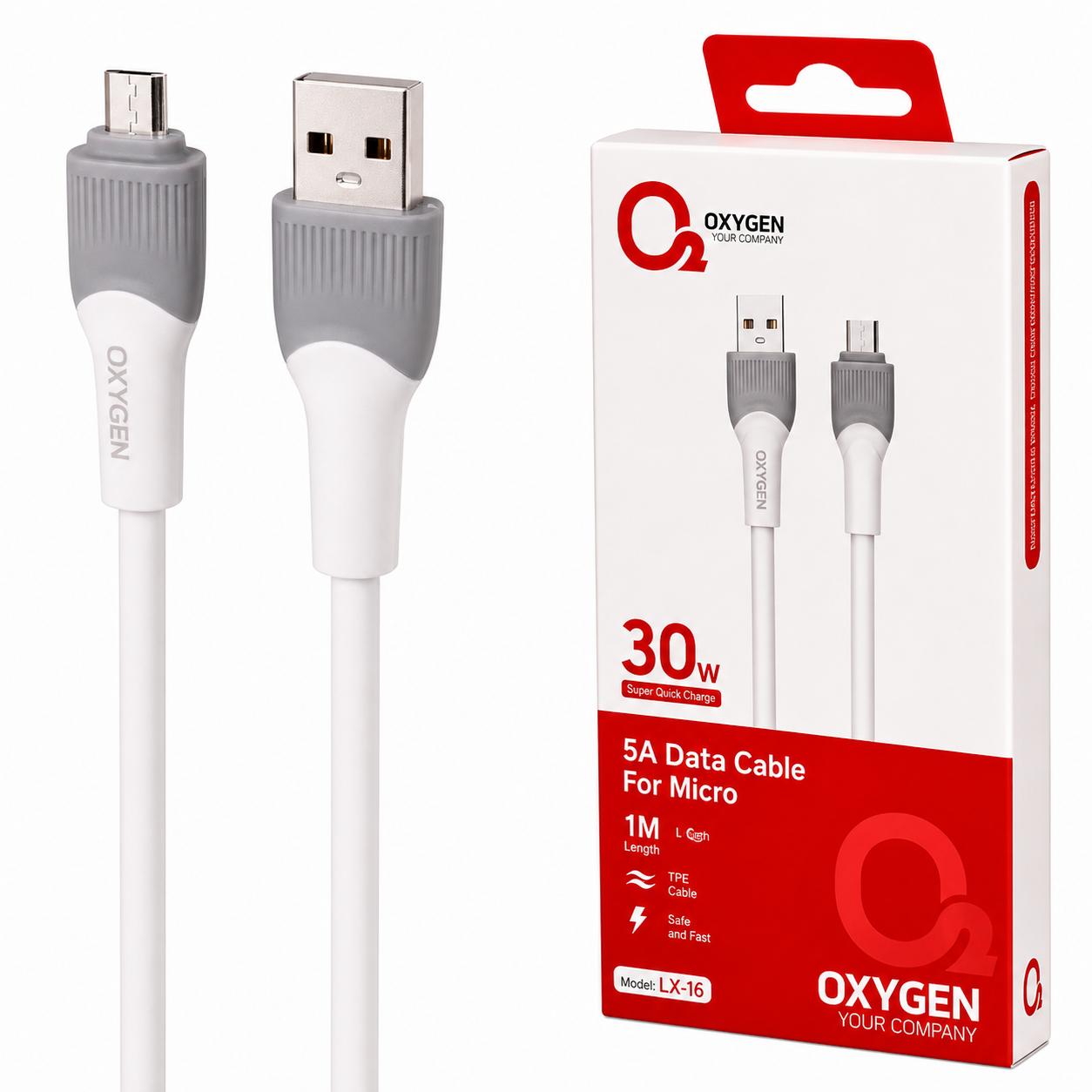 7 کابل Microusb بی فست شارژ 30w اکسیژن LX-14